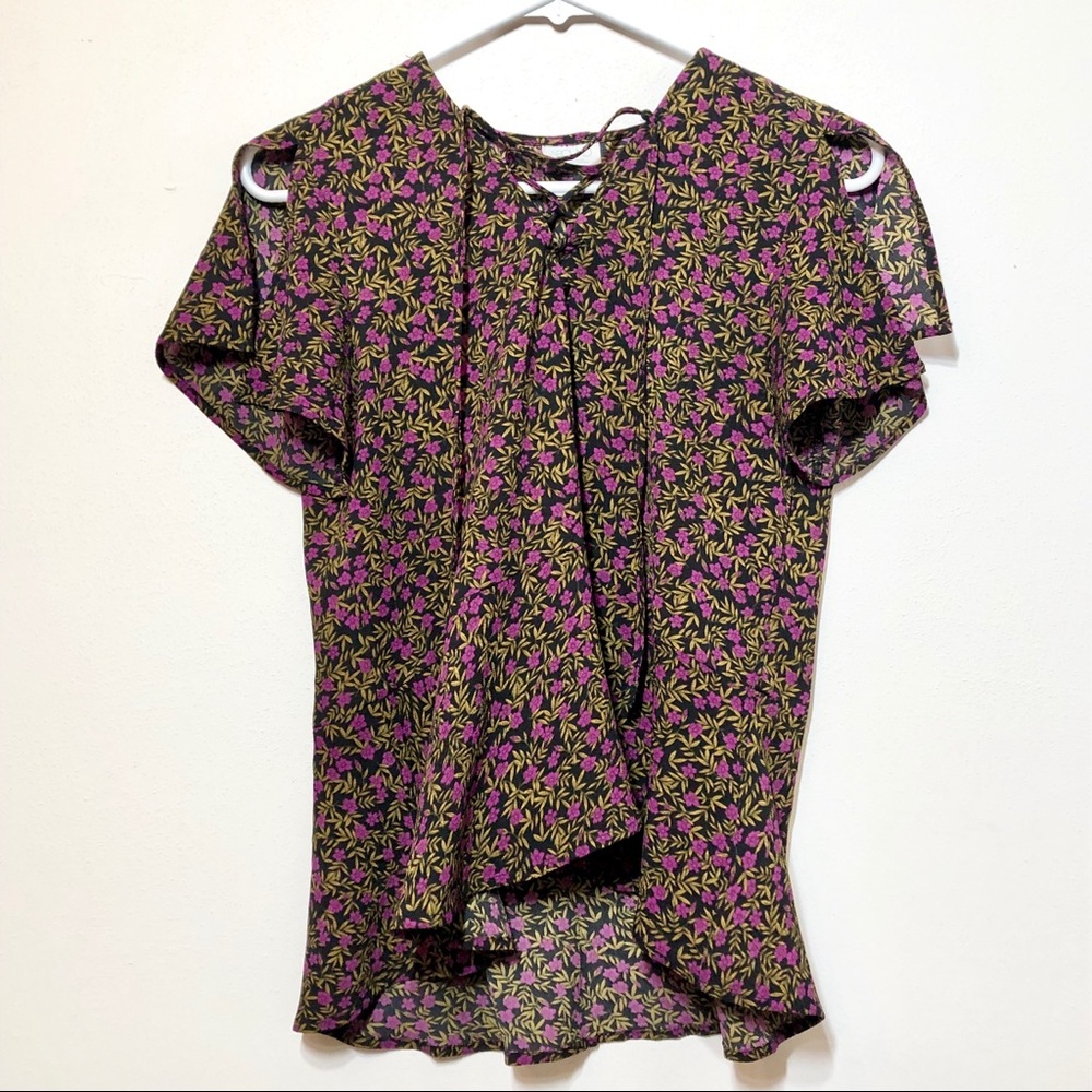 Abound Black Multi Open Shouldered Blouse XXS